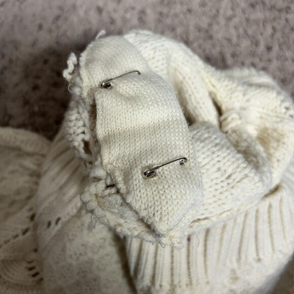 Vintage Cream Sweater Womens Large Boho Granola Ethereal Wool Ruffle 80s Y2K 90s - Picture 7 of 13